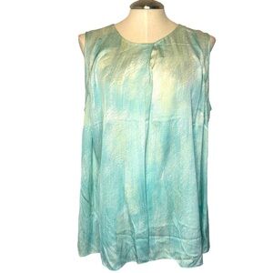 Classiques Entier Sleeveless Blue/Green Ombre Silk Blouse Size 16W